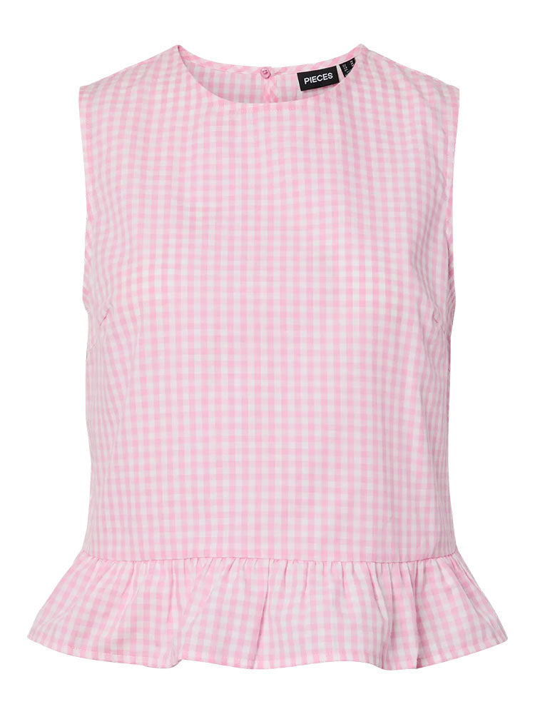 Pcbibby Sleeveless Top-Pink Check
