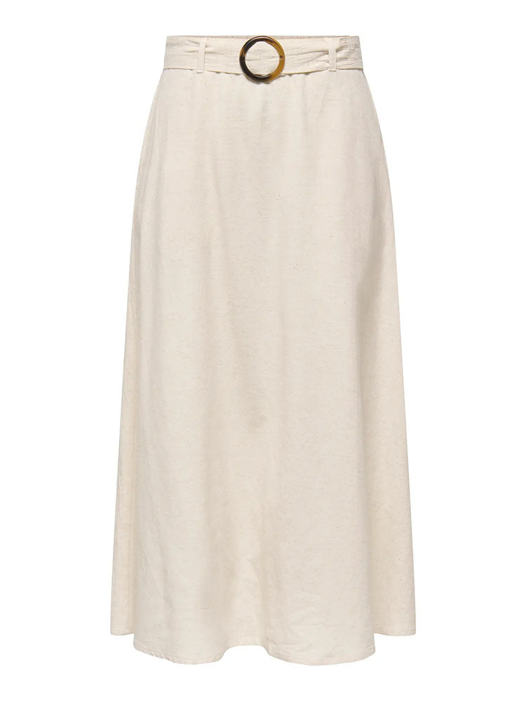 Jdymilan Linen High Waist Belted Skirt-Cream