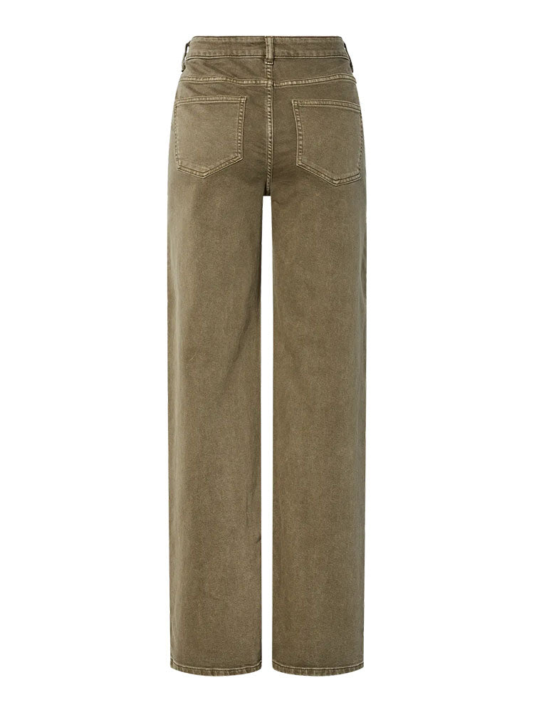 Pcsilke Mid Waist Wide Leg Olive Jeans