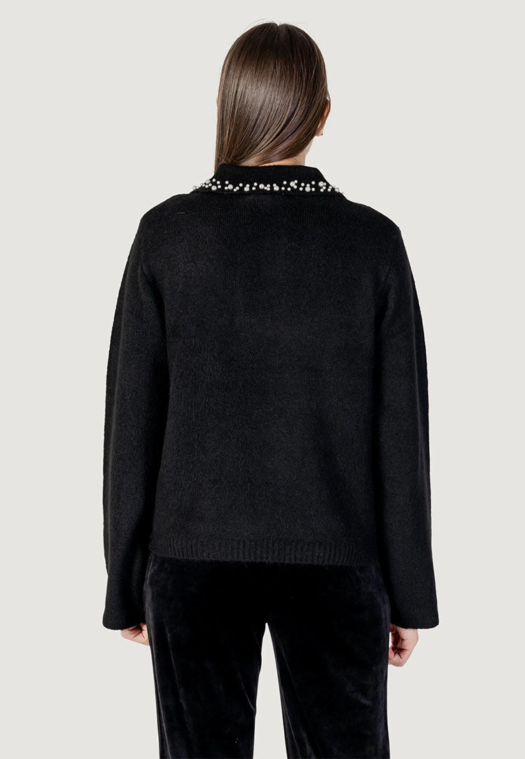 Jdyaubray Black Pearl Collar Knit Sweater