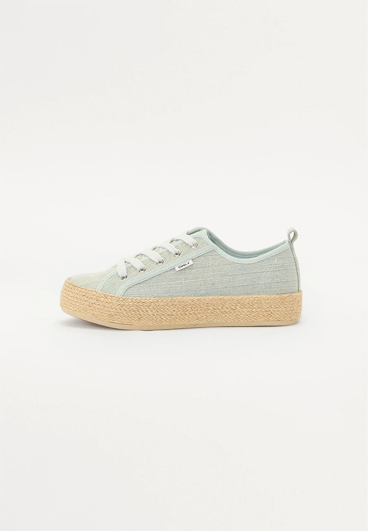 Onlida Lace Up Espadrille Sneakers- White/Light Blue Stripes