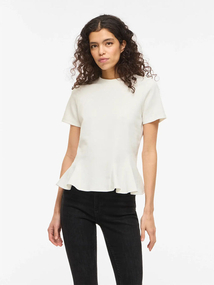 Vivelmera Peplum Top-White