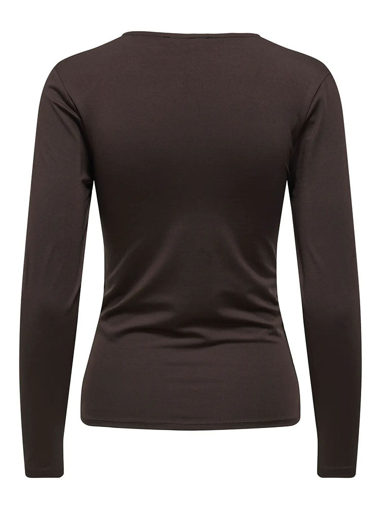 Onllone Long Sleeve Knot Top-Chocolate Torte