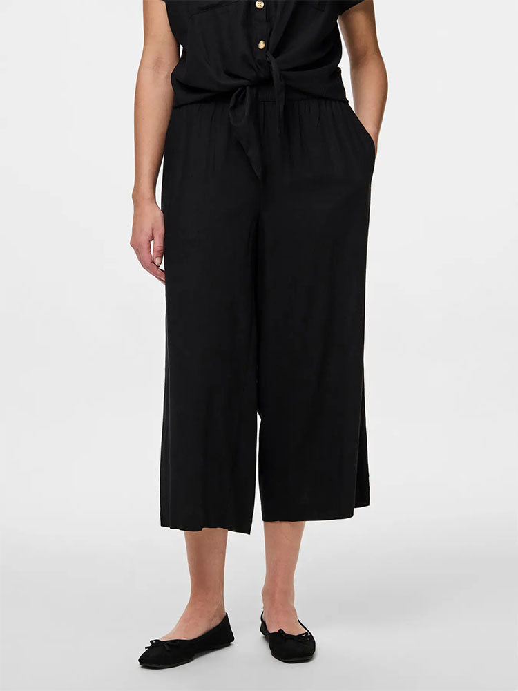Pcpia Linen Blend Culottes-Black