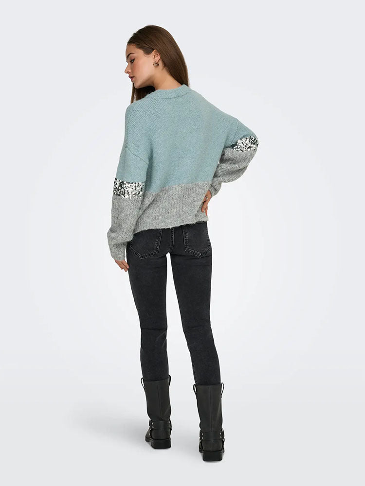 Onlmaine Sequin Block Knit Sweater