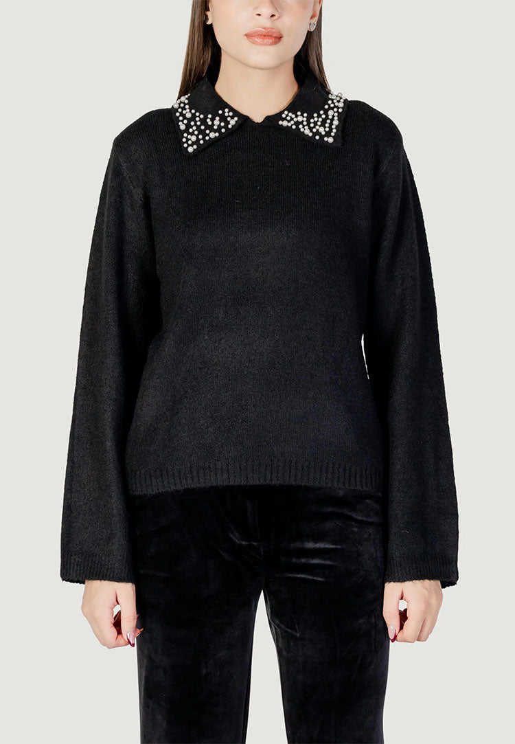 Jdyaubray Black Pearl Collar Knit Sweater
