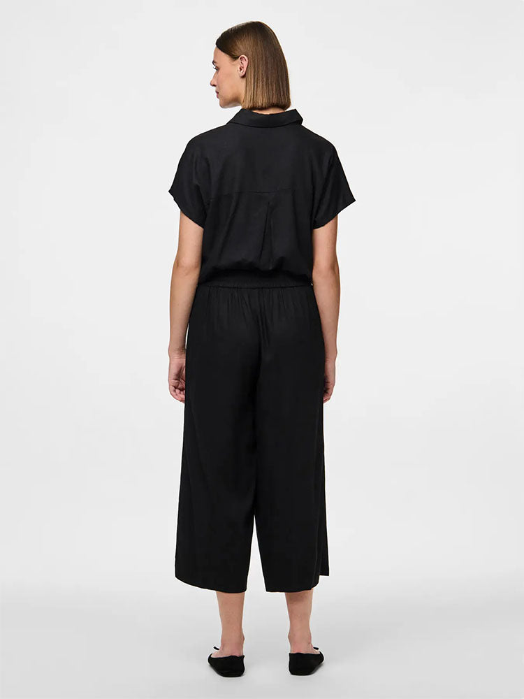 Pcpia Linen Blend Culottes-Black