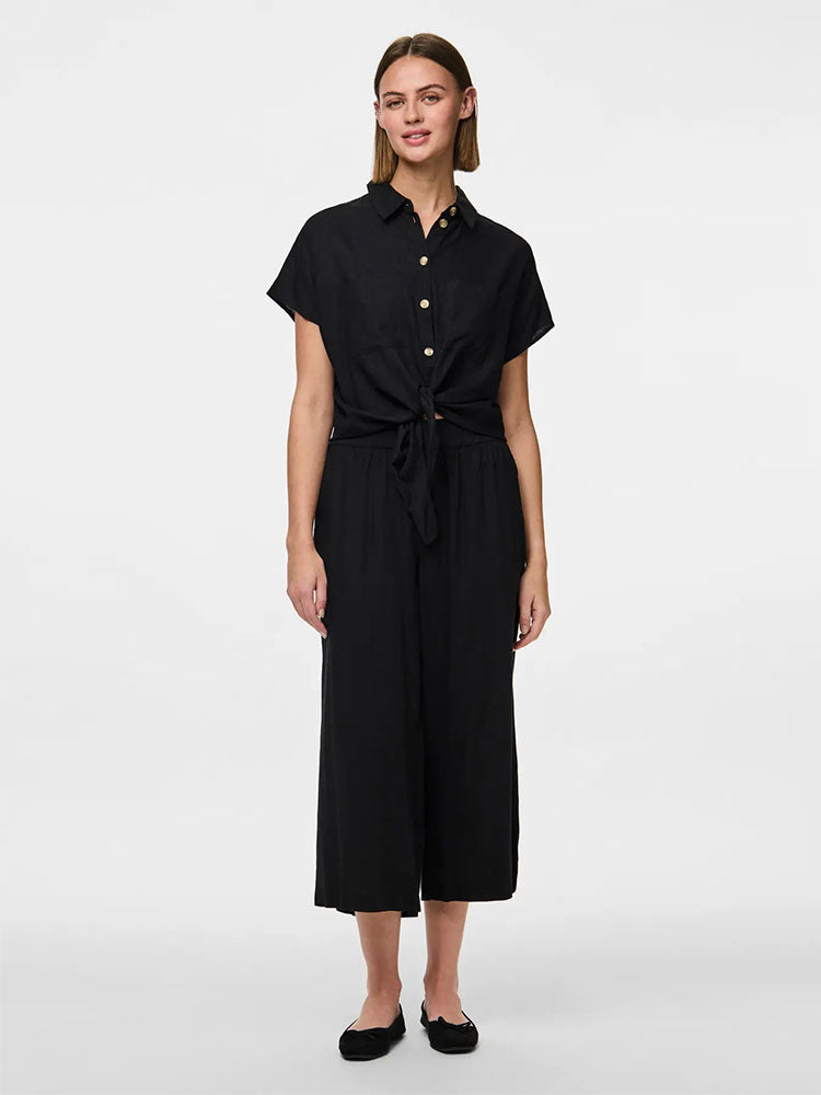 Pcpia Linen Blend Culottes-Black