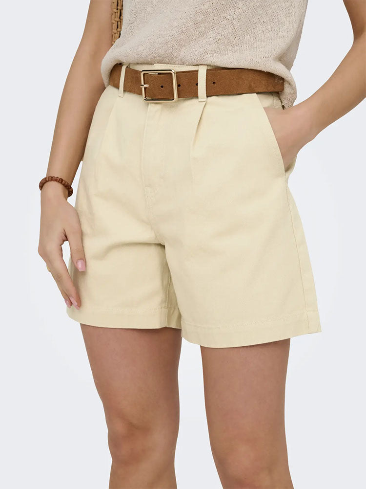 Jdyemma High Waist Wide Pleated Short-Beige