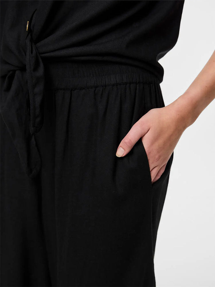 Pcpia Linen Blend Culottes-Black