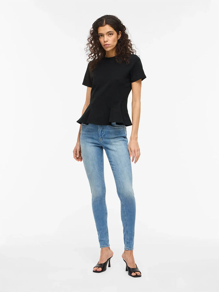 Vivelmera Peplum Top-Black