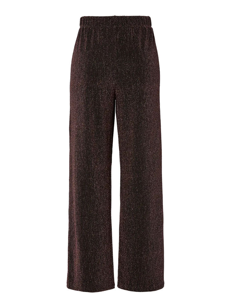 Pcmaeve High Waist Wide Glitter Trousers-Hot Fudge