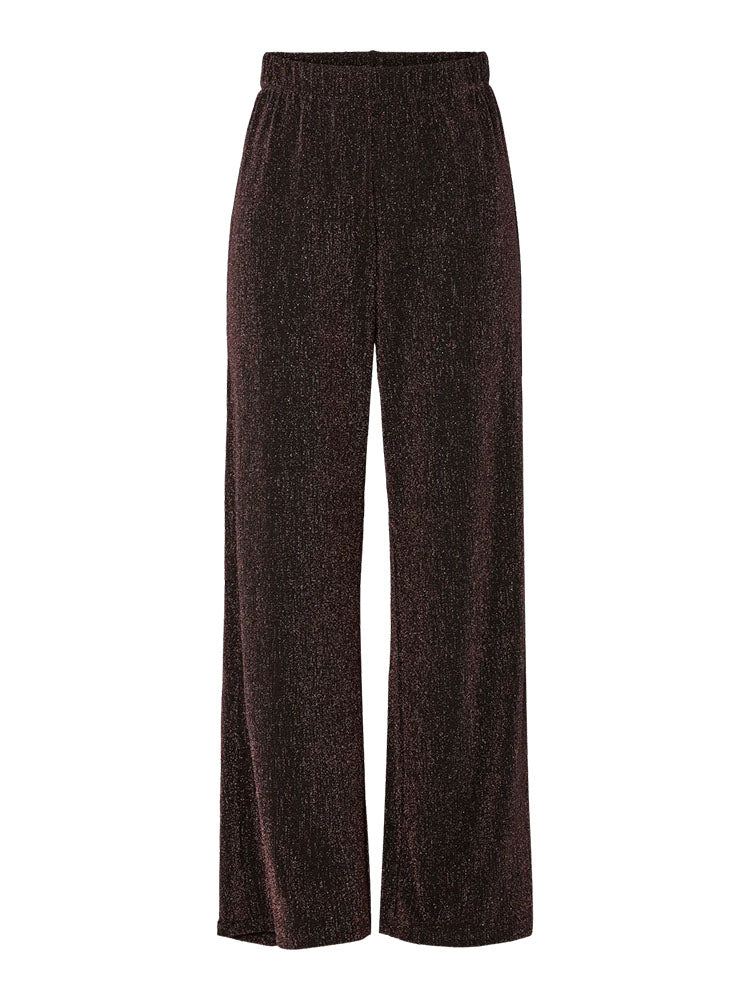 Pcmaeve High Waist Wide Glitter Trousers-Hot Fudge
