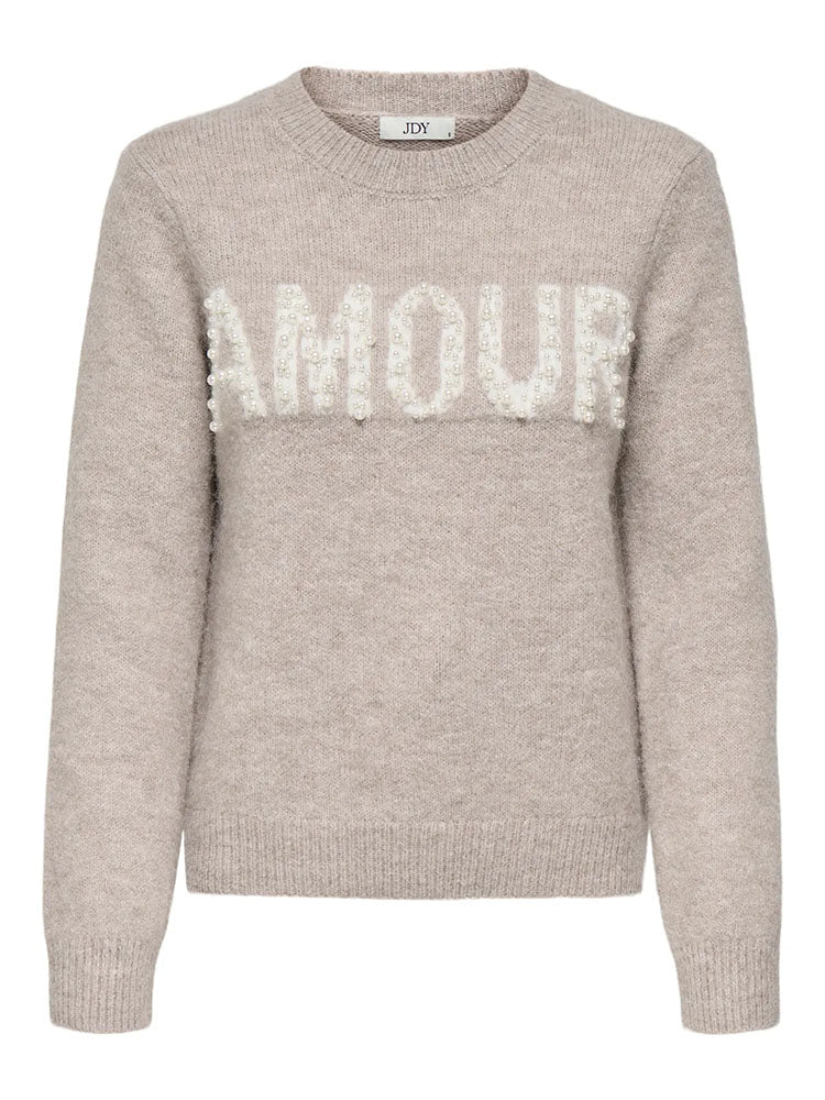 Jdyamour Pearl Knit Sweater-Beige