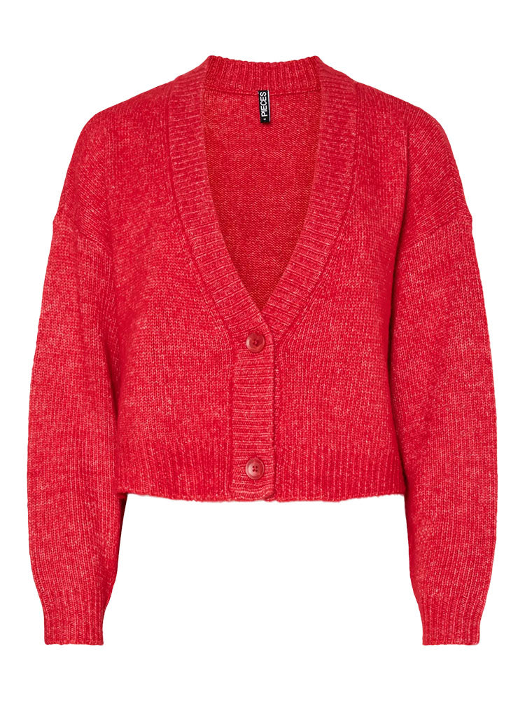Pcjimma V-Neck Knit Cardigan-Red