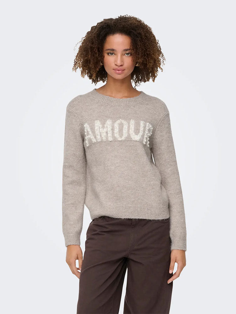 Jdyamour Pearl Knit Sweater-Beige