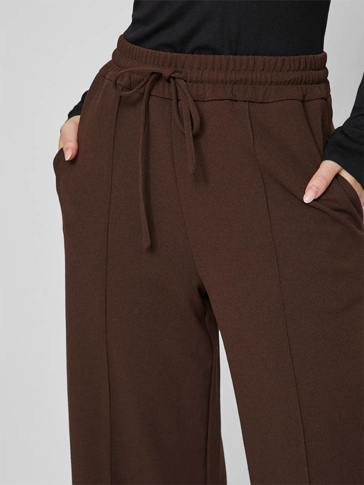 Viclua High Waist Trousers-Chocolate Brown