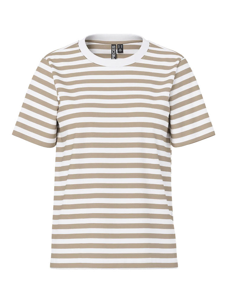 Pcria Stripe T-Shirt-Walnut /White