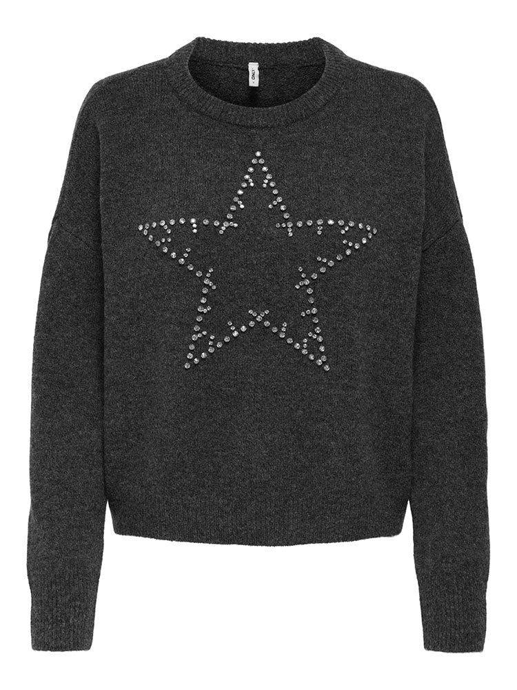 Onlrenata Star Knit Sweater-Grey
