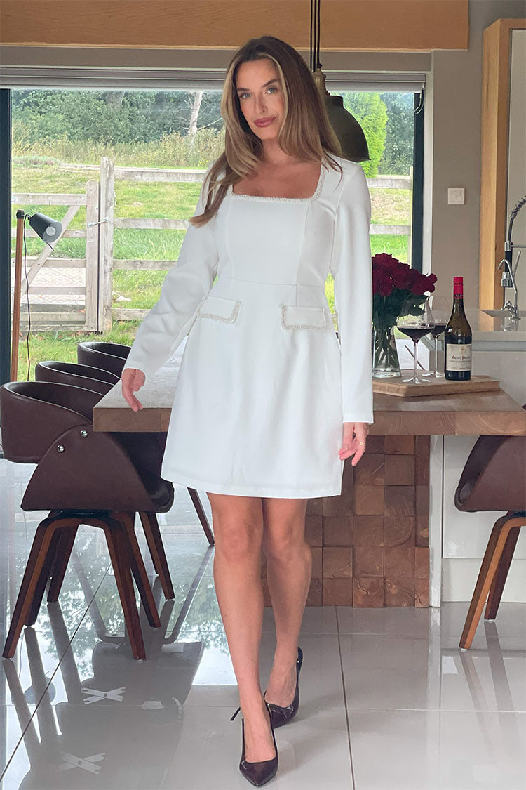 Amaranta Square Neck Mini Dress Ivory