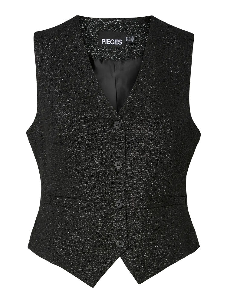 Pcbosella Glitter Black Waistcoat