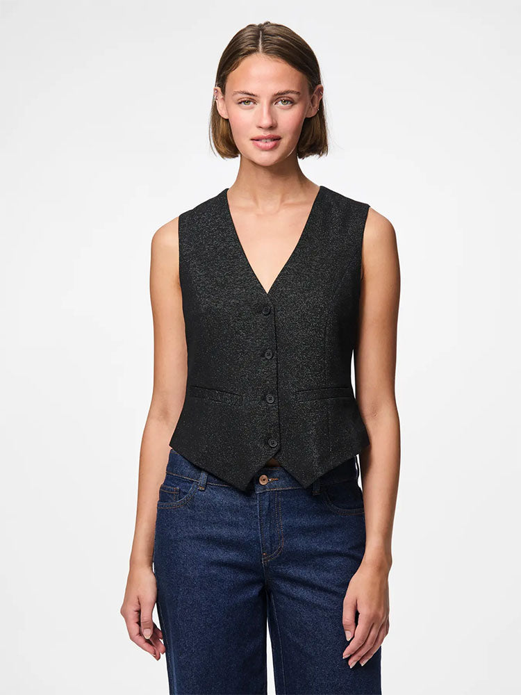 Pcbosella Glitter Black Waistcoat