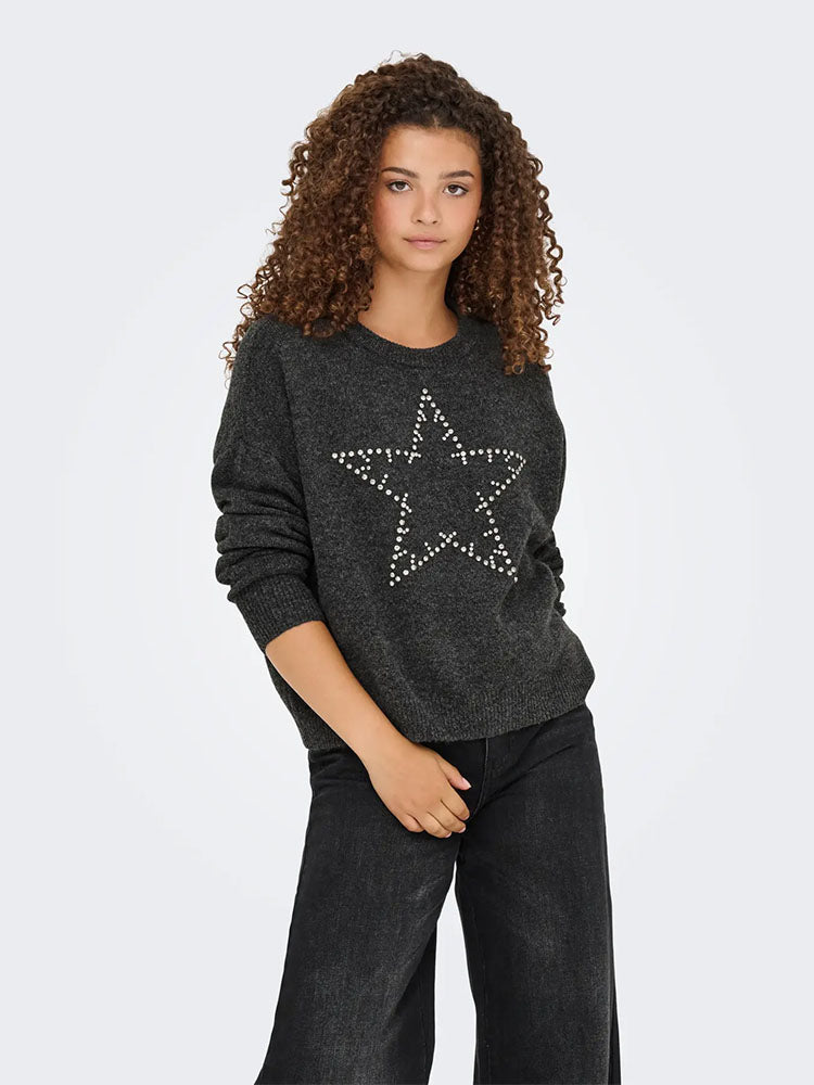 Onlrenata Star Knit Sweater-Grey