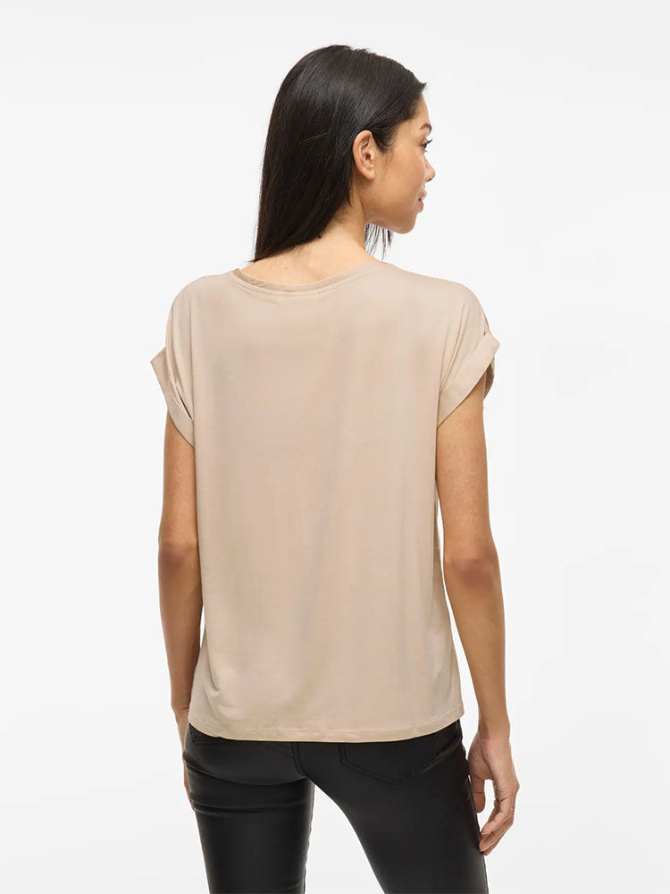 Viellette Short Sleeve Satin Top-Cement
