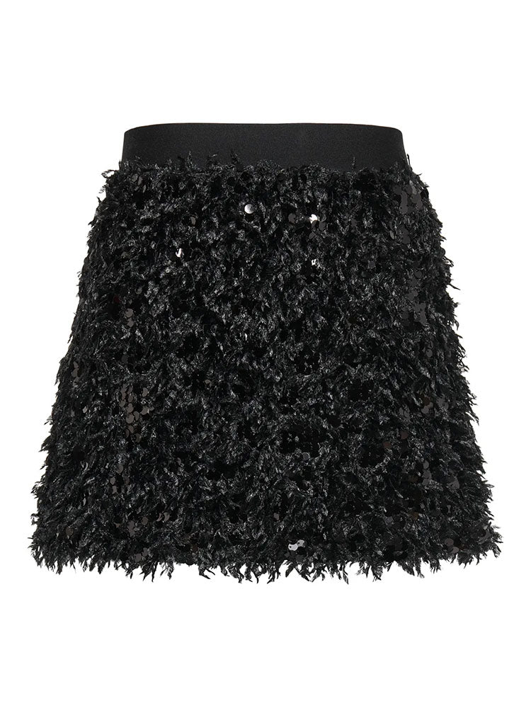 Onlpaola Short Feather Skirt-Black