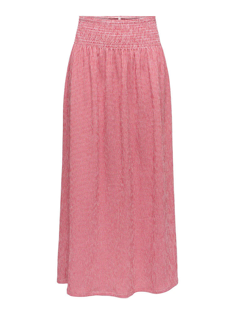 Onlcelle Smock Skirt-Red/White Check