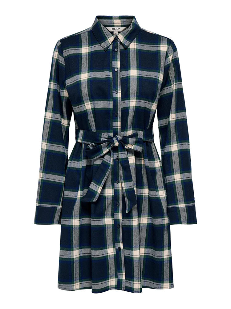 Onlwren Check Short Dress-Navy