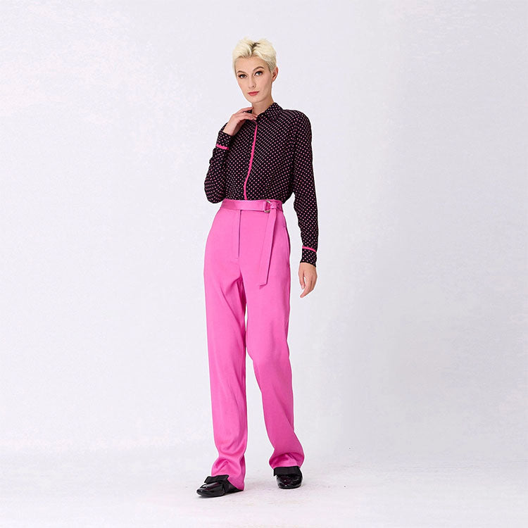 Straight Pants with Buckle Belt