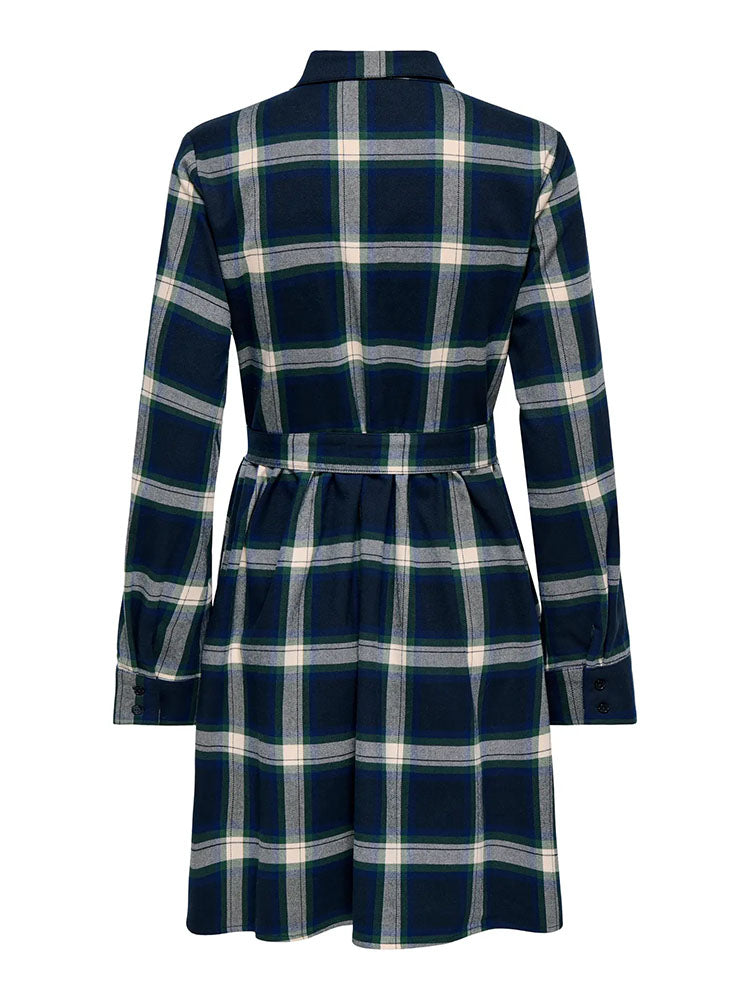 Onlwren Check Short Dress-Navy