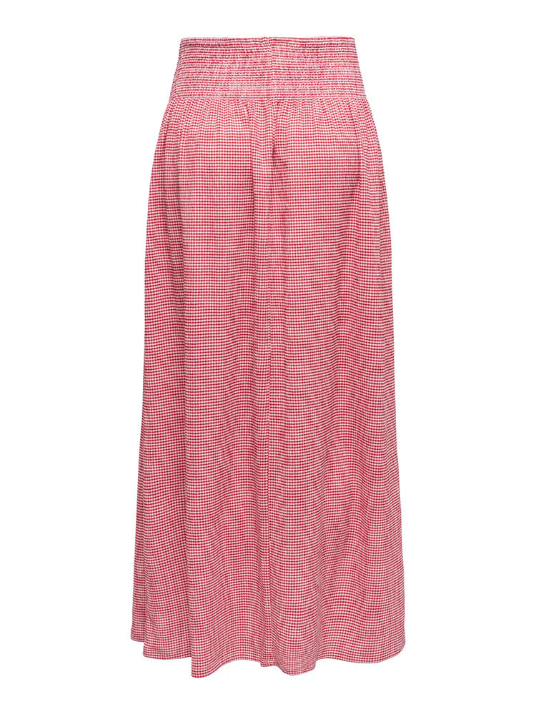 Onlcelle Smock Skirt-Red/White Check