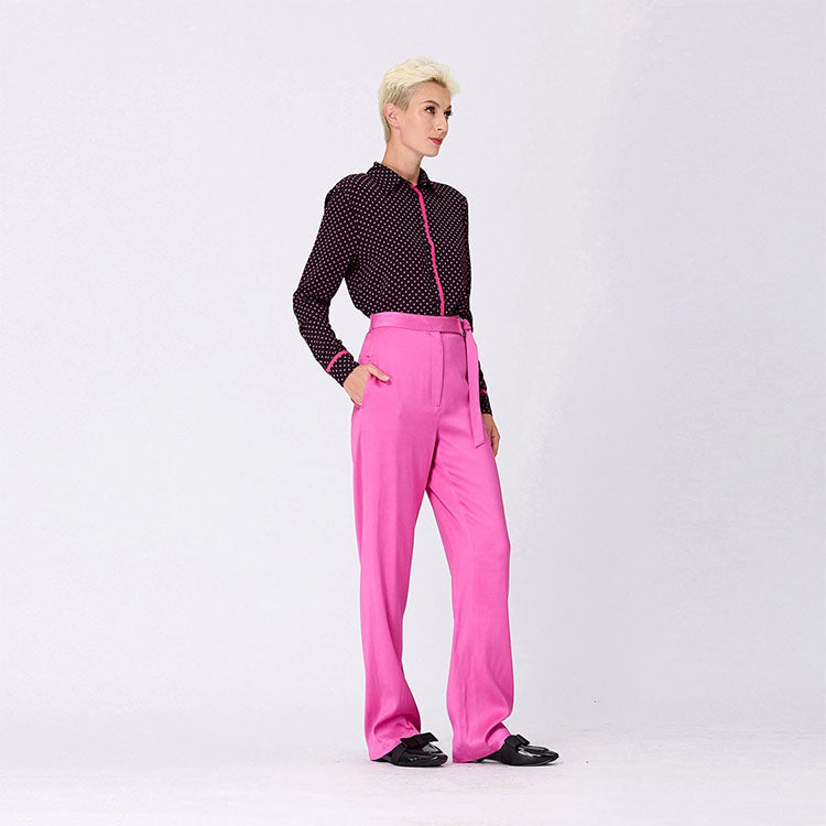 Straight Pants with Buckle Belt