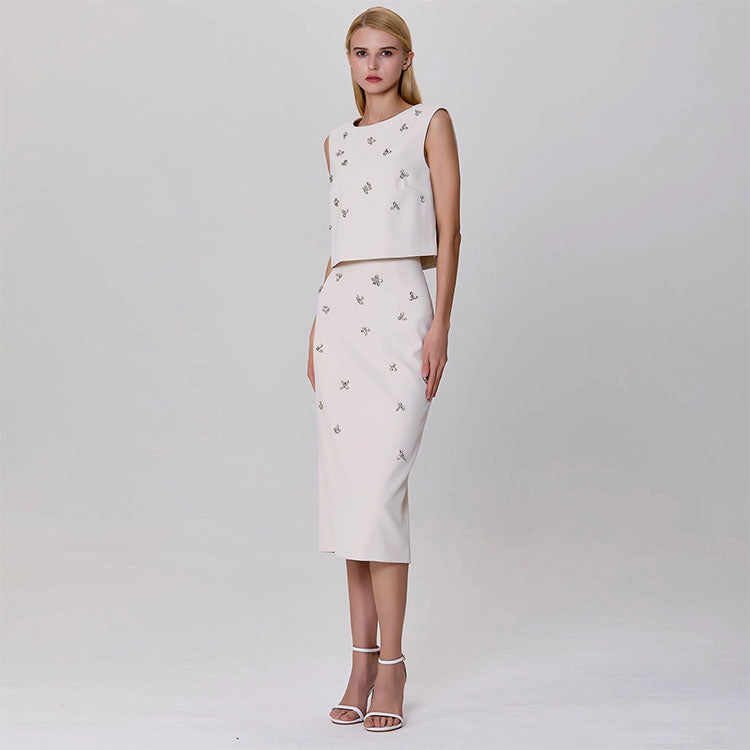 Sleeveless Embroidered Top-Stone