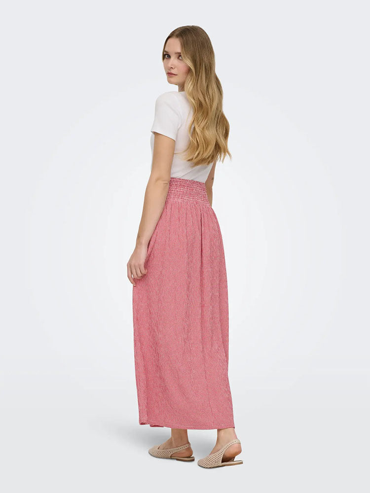 Onlcelle Smock Skirt-Red/White Check