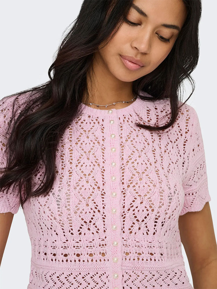 Onlelke Pearl Cardigan-Romance Rose