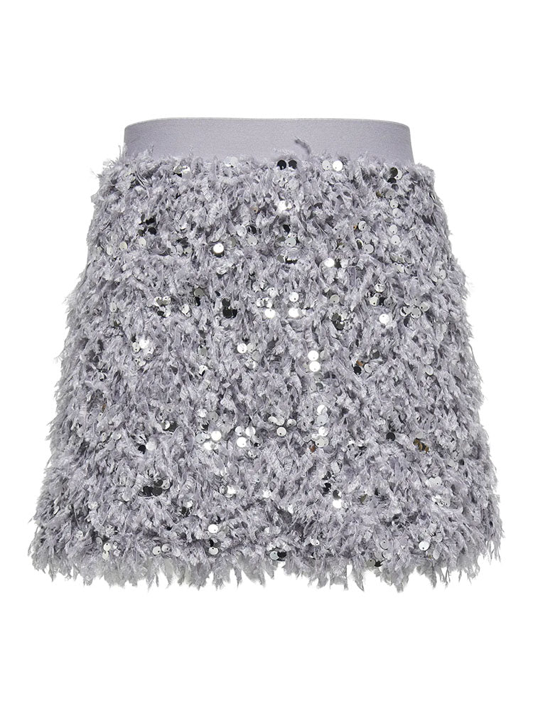Onlpaola Short Feather Skirt-Silver
