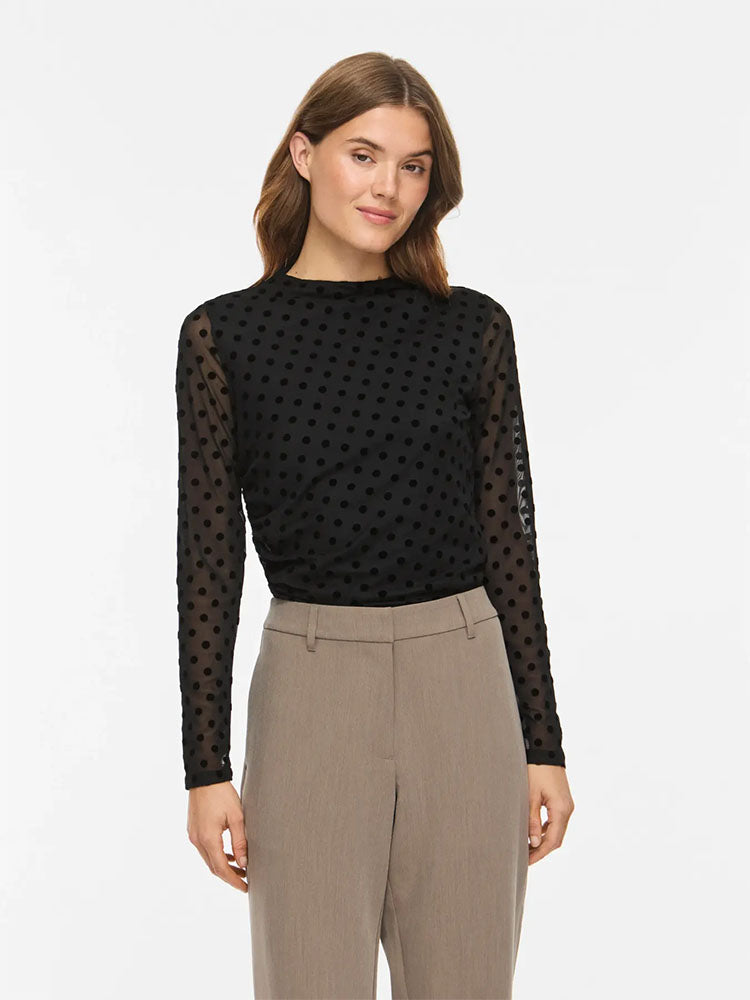 Virikke Funnel Black Mesh Black Polka Dots