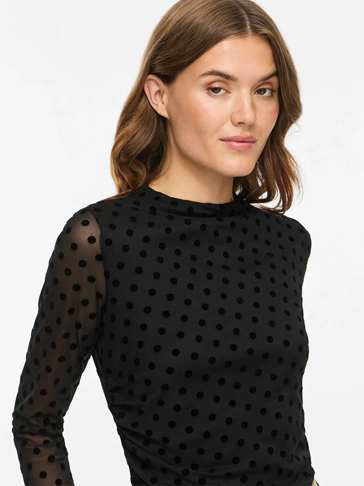 Virikke Funnel Black Mesh Black Polka Dots