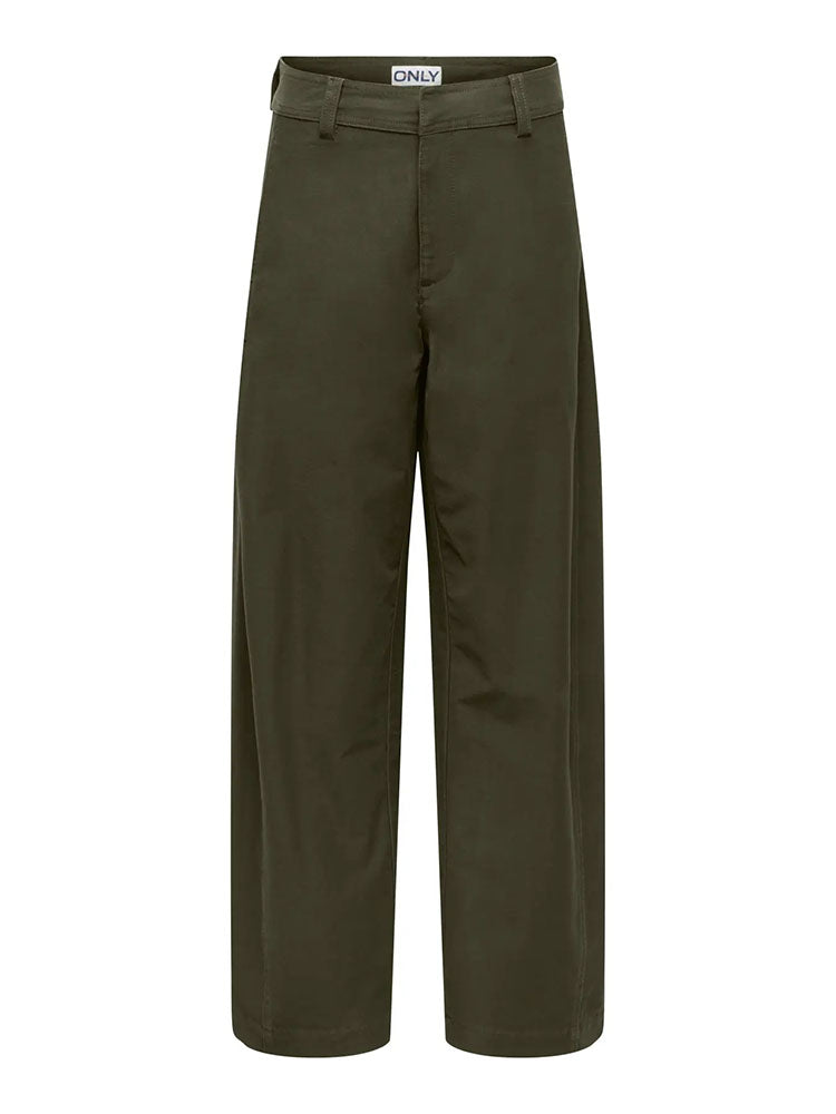 Onlclair Mid Waist Barrel Trousers-Olive