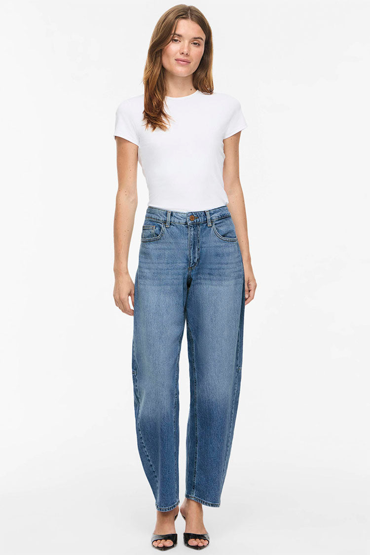 Vibrady Barrel Jeans- Medium Blue Denim