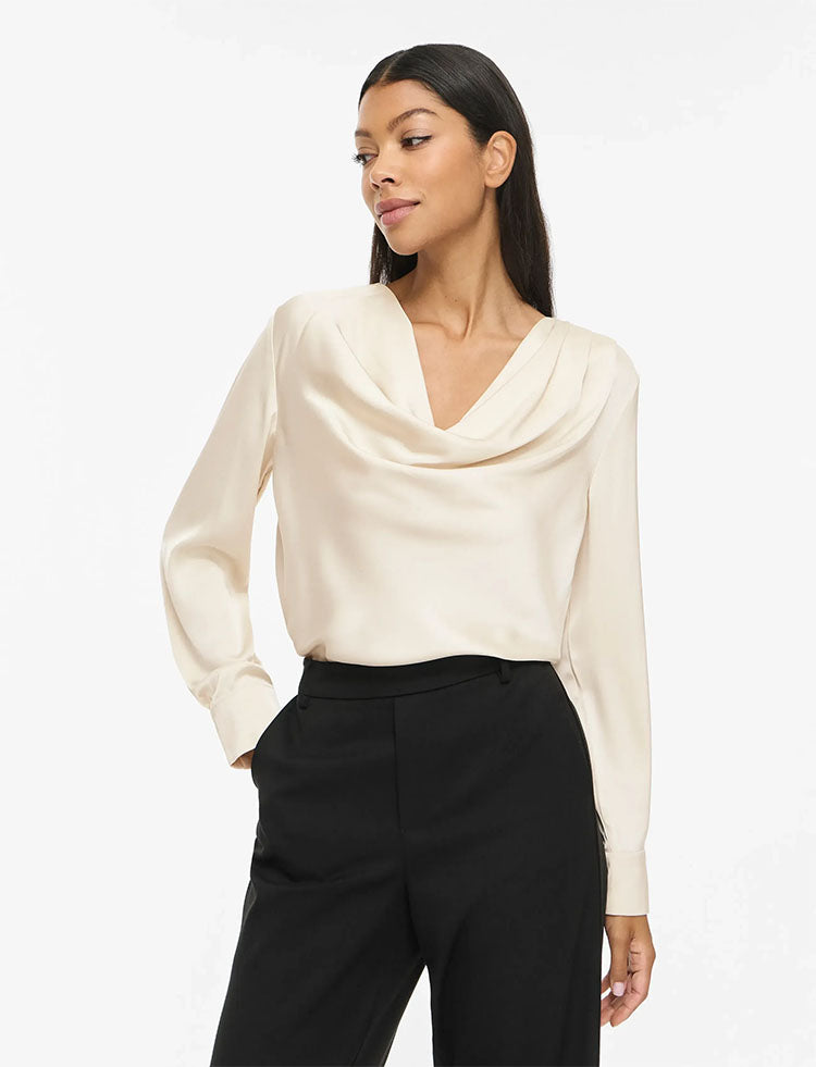 Vifreja Waterfall Satin Top-Cream