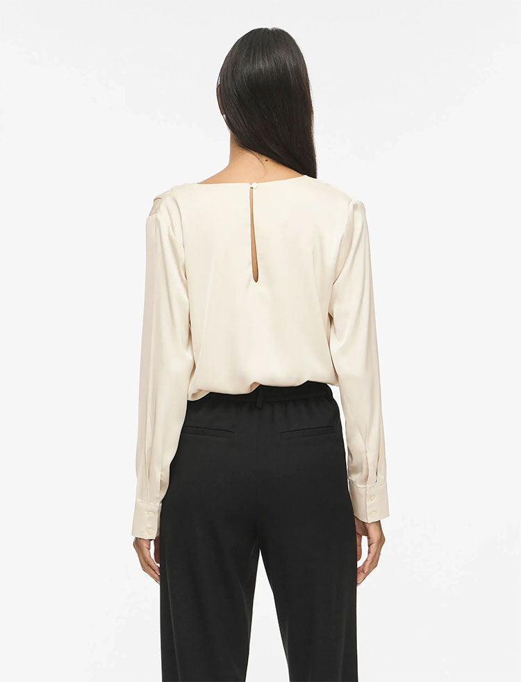 Vifreja Waterfall Satin Top-Cream