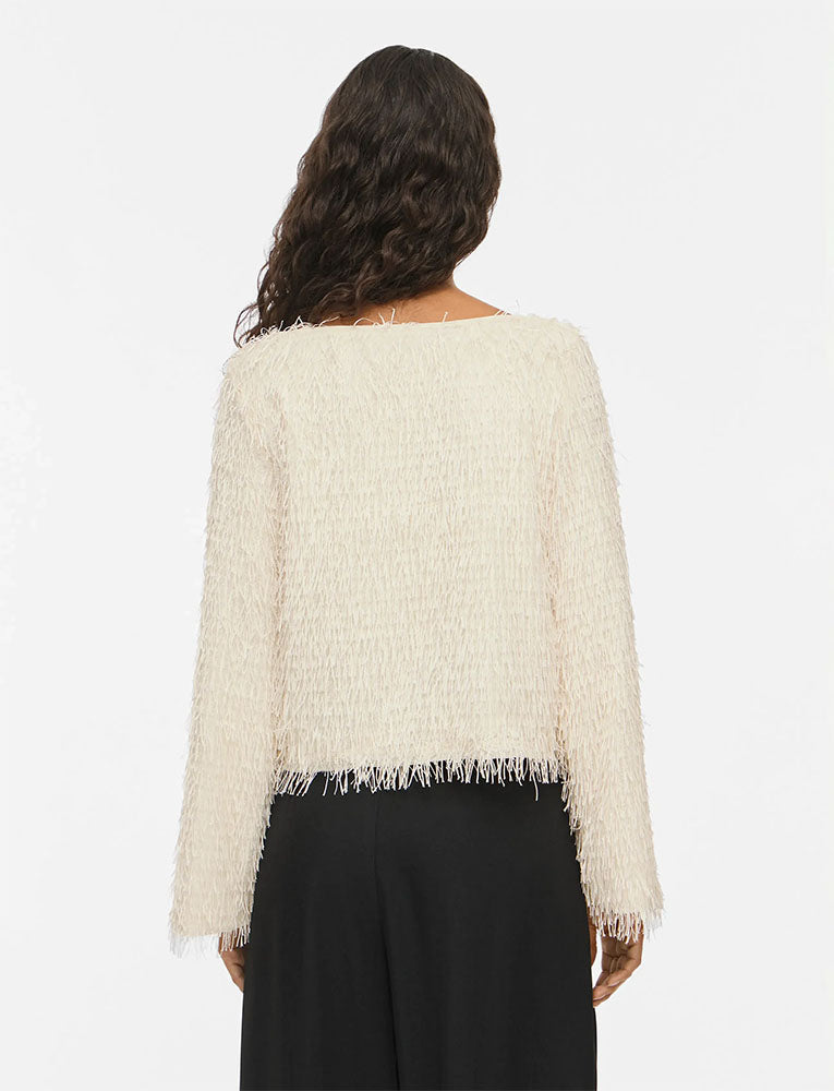 Vitoi Boatneck Fringed Top-Cream
