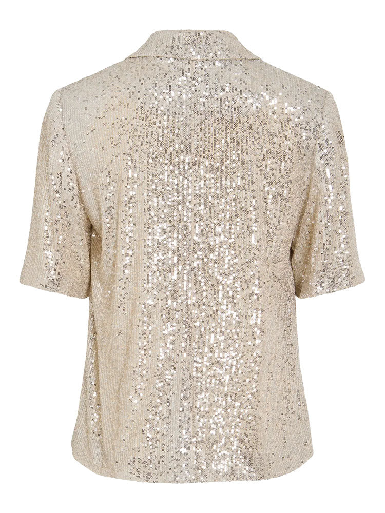 Vihirid Short Sleeve Silver Sequin Blazer