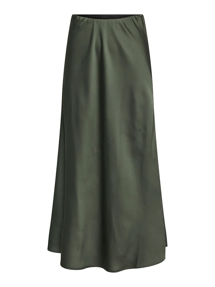 Onlmika Satin Long Skirt-Olive