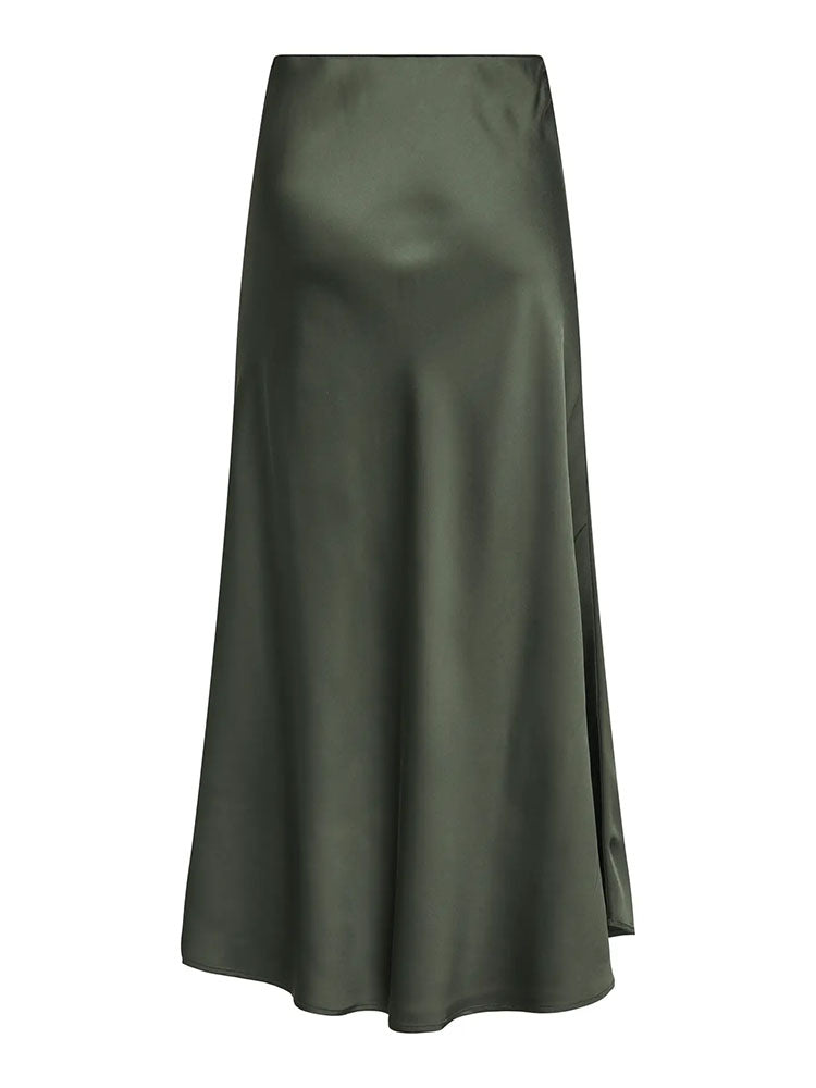 Onlmika Satin Long Skirt-Olive