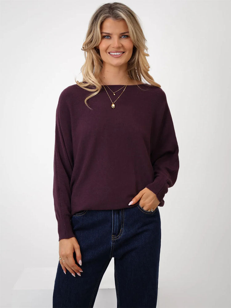 Kate &amp; Pippa Elba Pearl Detail Knit Jumper In Mulberry